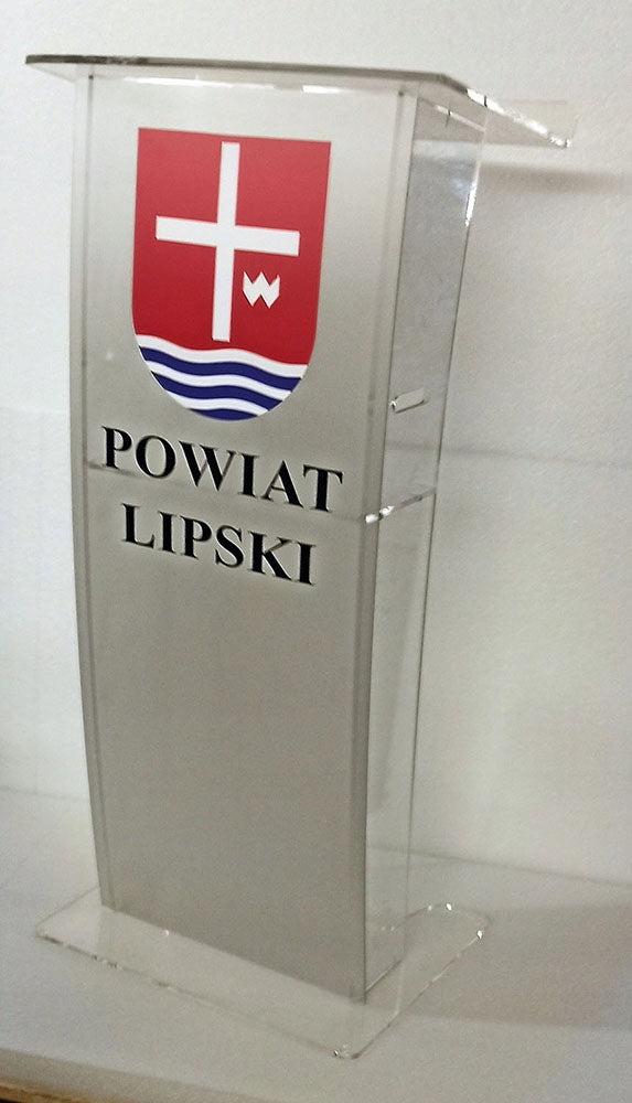 Mównica z plexi pleksi -WYPUKŁA +LOGO/HERB +gratis