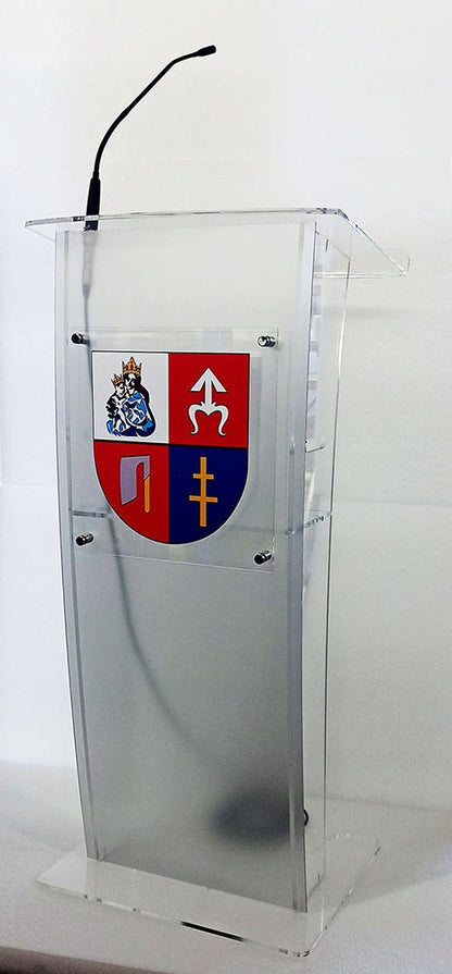 Mównica z plexi pleksi -WYPUKŁA +LOGO/HERB +gratis