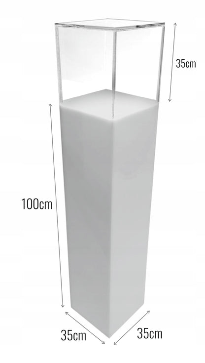 Kubik, gablota, podest z plexi białej 35x35x135 cm MAXI