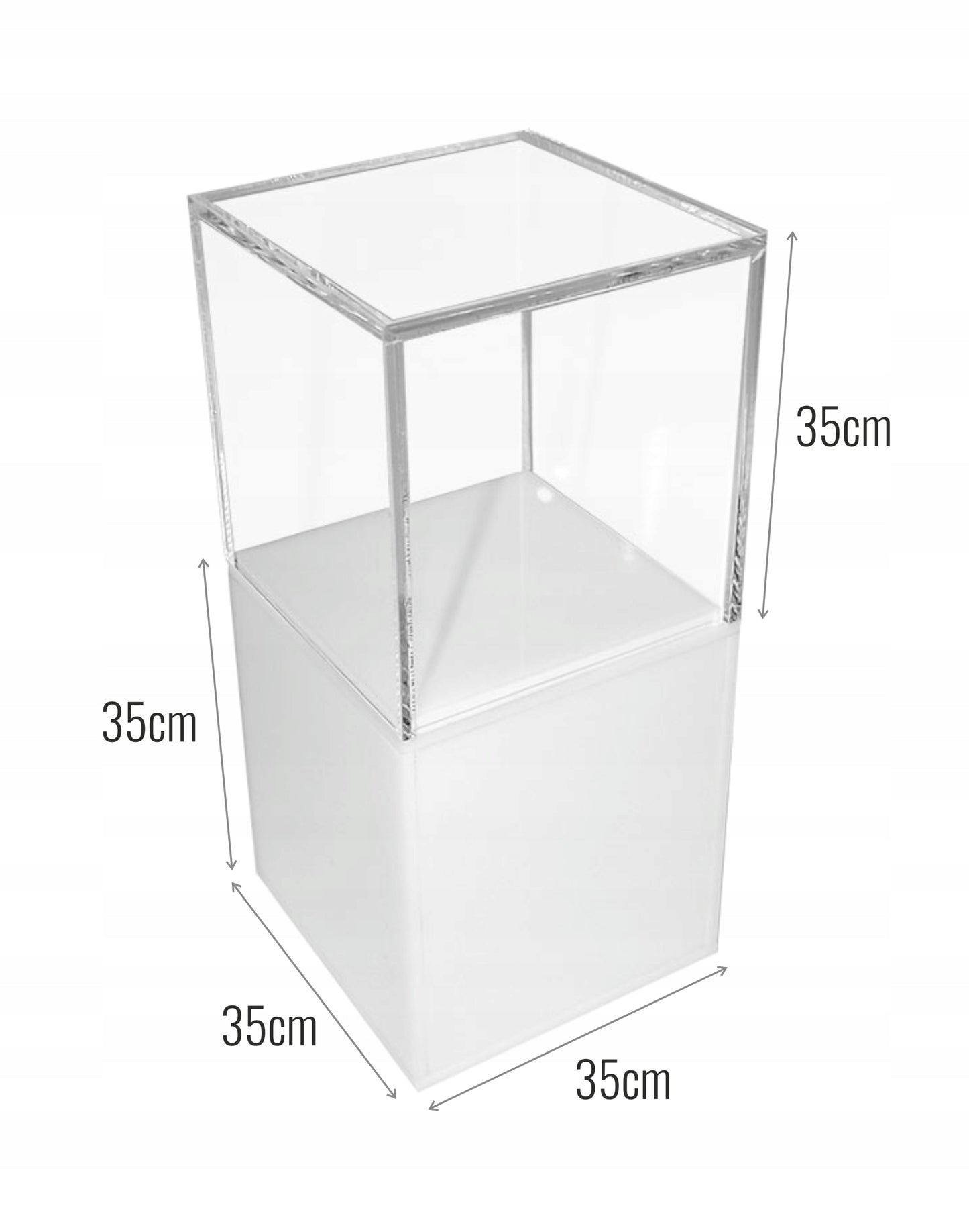 Kubik, gablota, podest z plexi białej 35x35x70 cm MINI