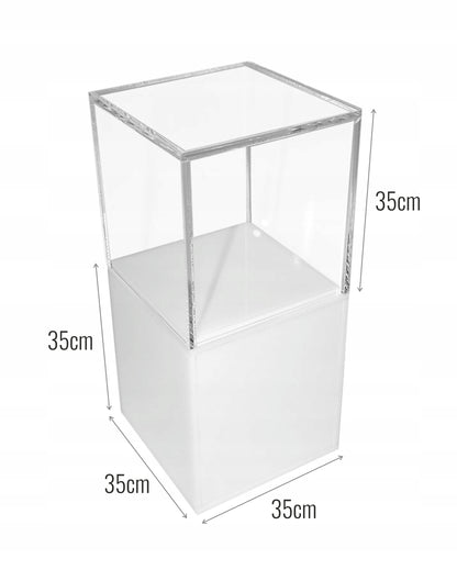 Kubik, gablota, podest z plexi białej 35x35x70 cm MINI