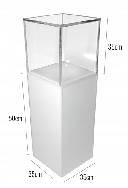 Kubik, gablota, podest z plexi białej 35x35x85 cm MIDI