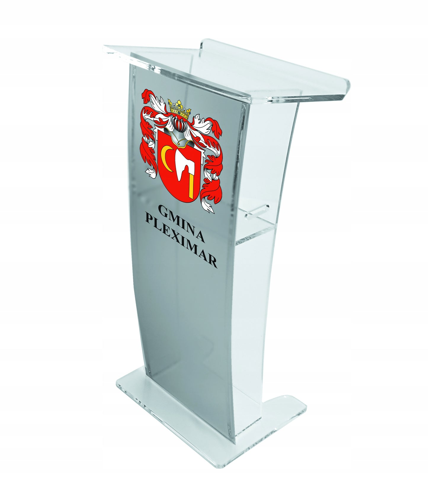Mównica ŁUK SZRON Ambonka z plexi pleksi + druk LOGO/HERB