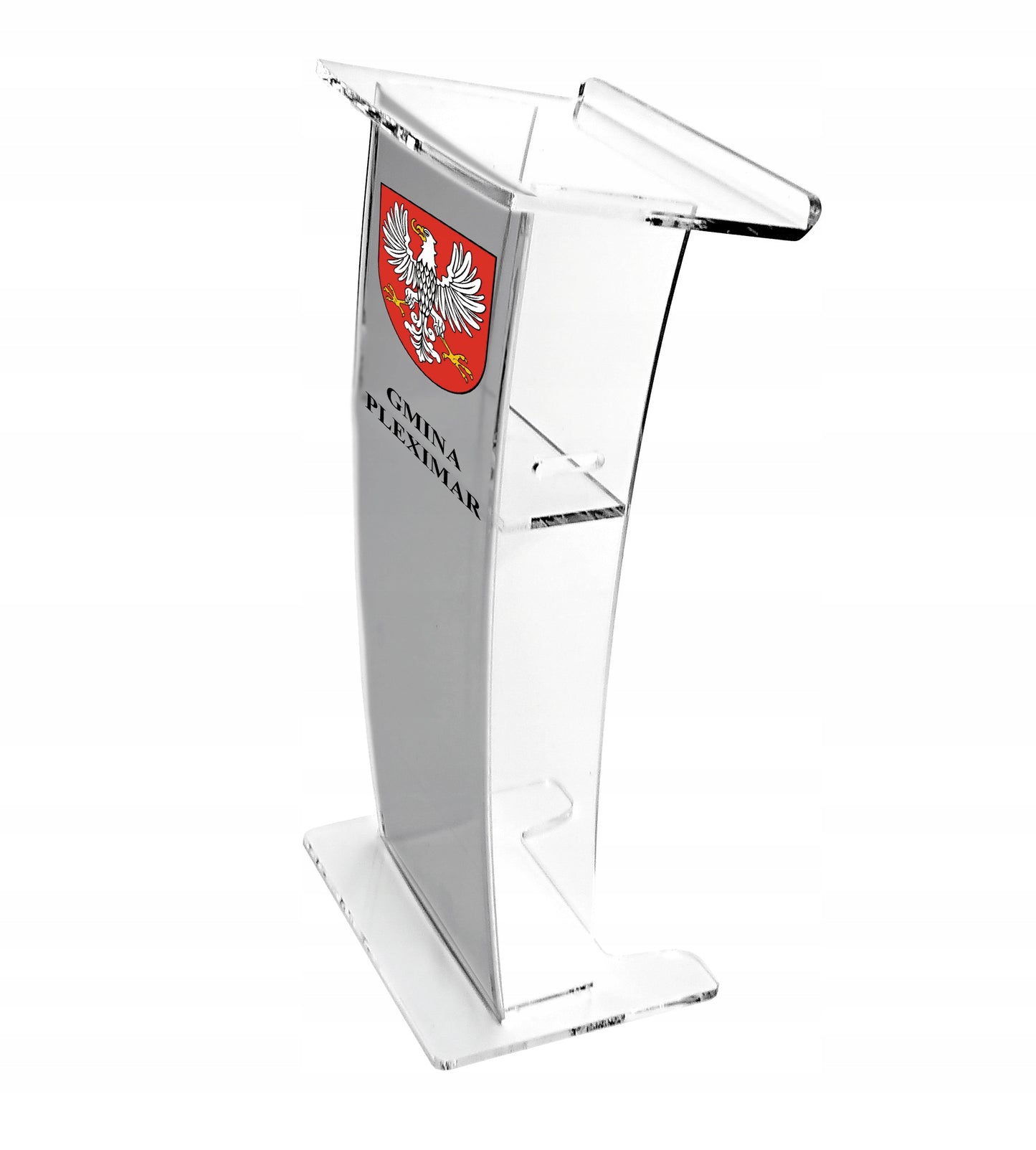 Mównica z pleksi, Ambonka plexi, konferencyjna ŁUK SZRON + druk logo Herb