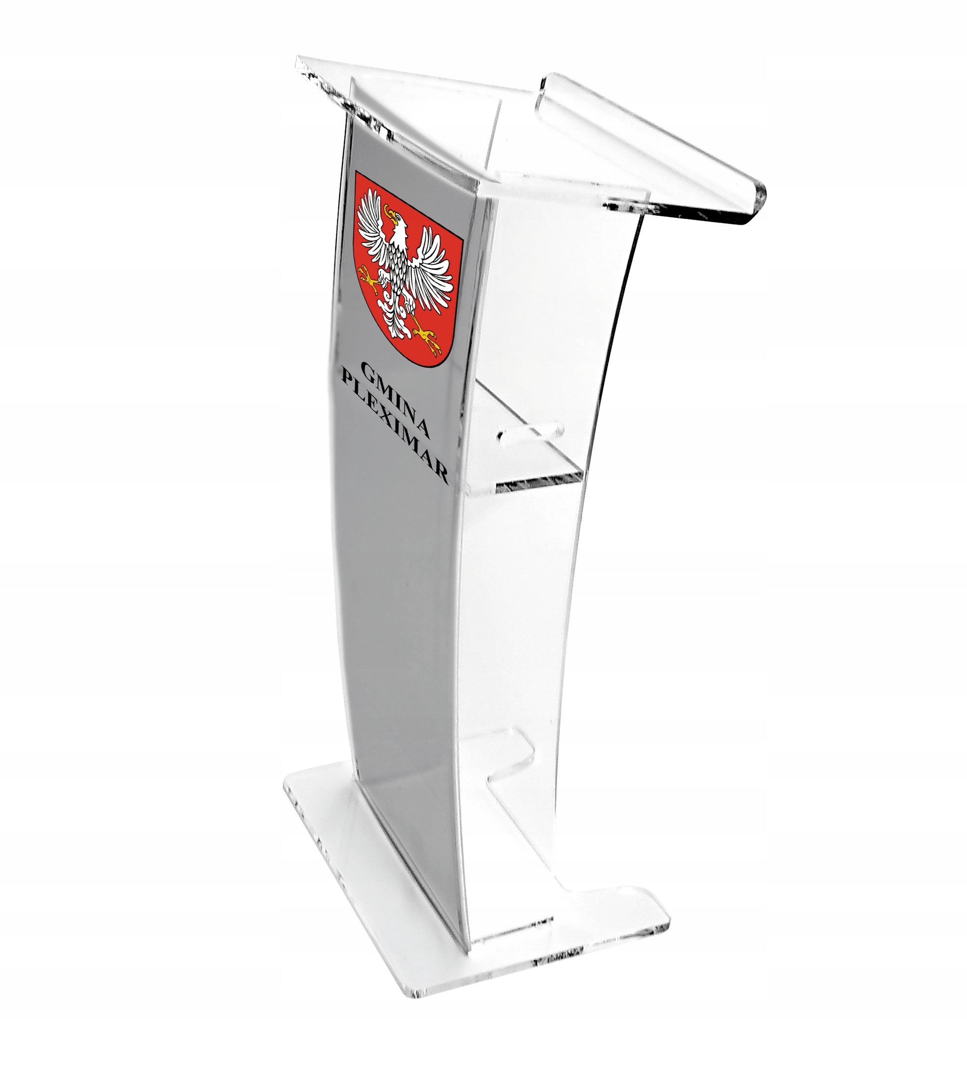 Mównica z pleksi, Ambonka plexi, konferencyjna ŁUK SZRON + druk logo Herb
