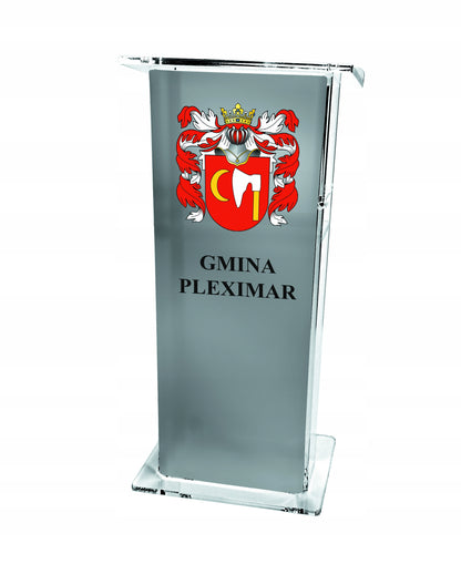 Mównica z plexi pleksi -PROSTA + LOGO/HERB