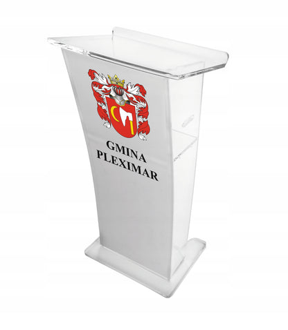 Mównica z plexi pleksi -WYPUKŁA +LOGO/HERB +gratis