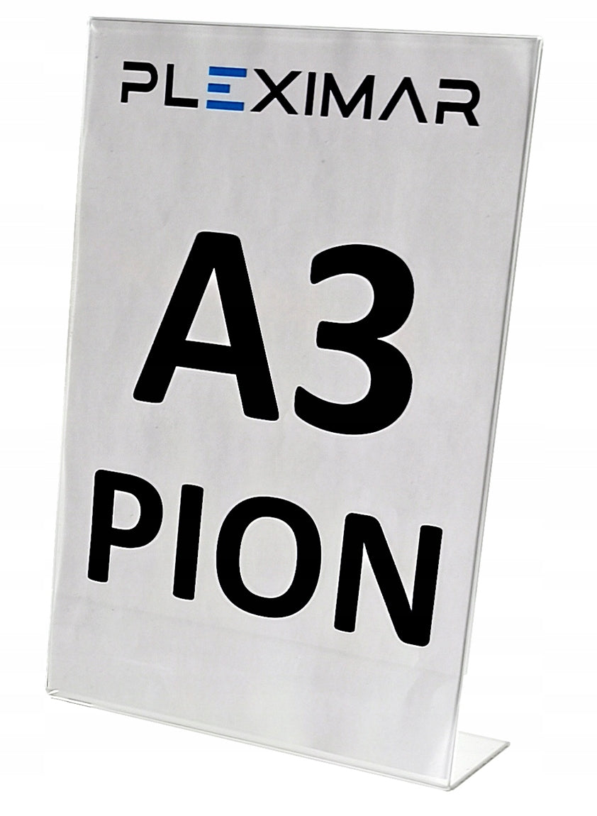 Stojak informacyjny typ L z plexi. Pleksi A3 PION