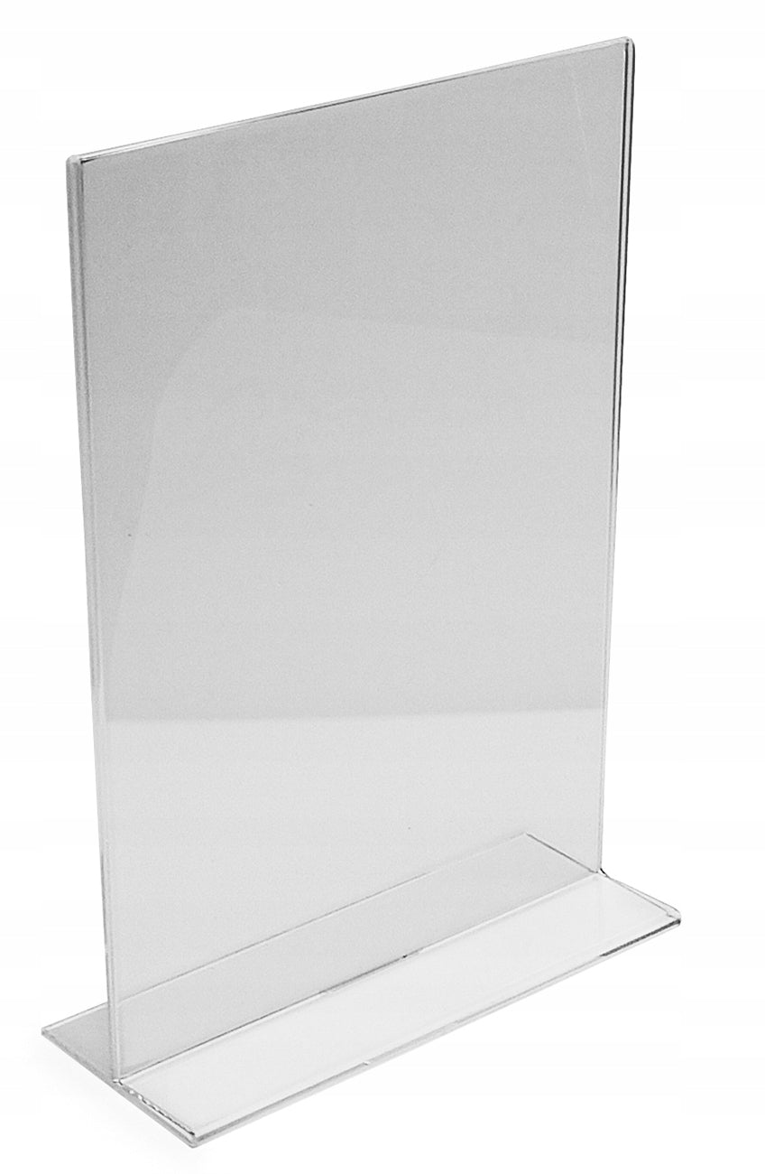 Stojak pionowy typ T z plexi. Menu z pleksi A3