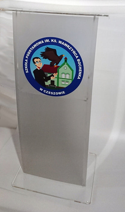 Mównica z plexi pleksi -WYPUKŁA +LOGO/HERB +gratis